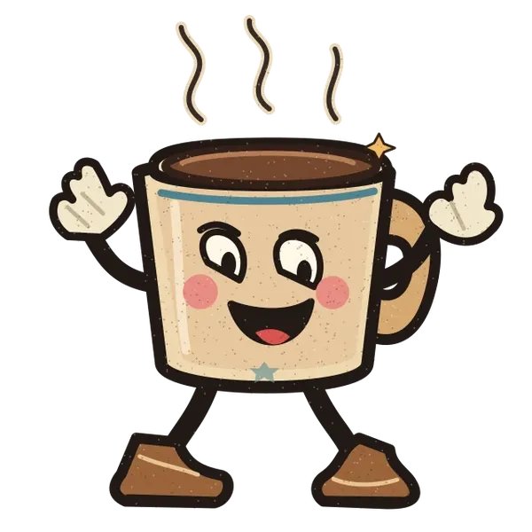 Happy vintage coffee cup mascot