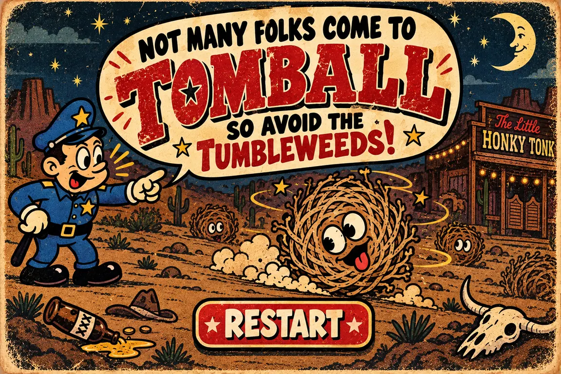 Not many folks come to Tomball, so avoid the tumbleweeds
