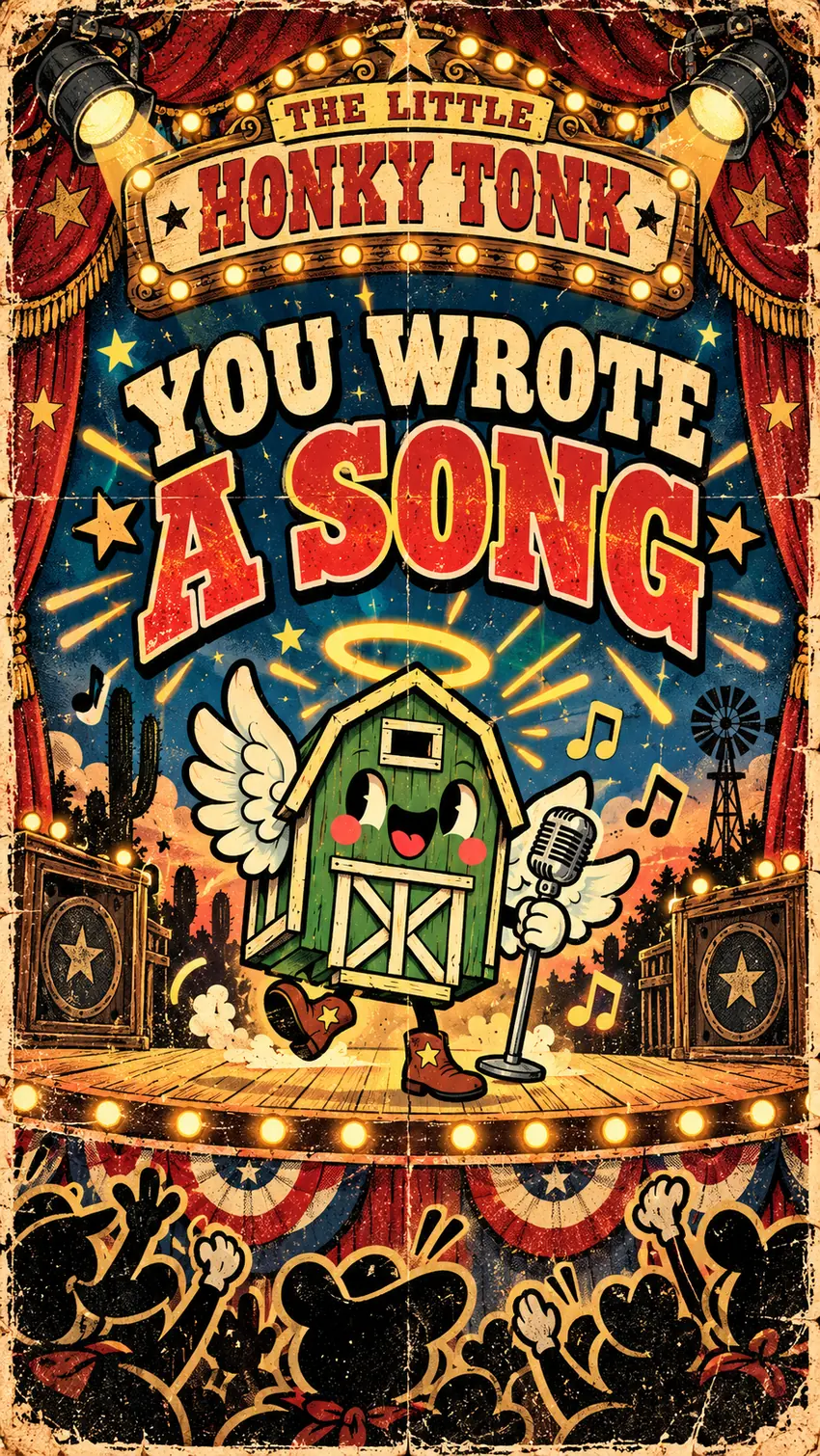 You wrote a song! The Little Honky Tonk is now on stage with spotlights and music